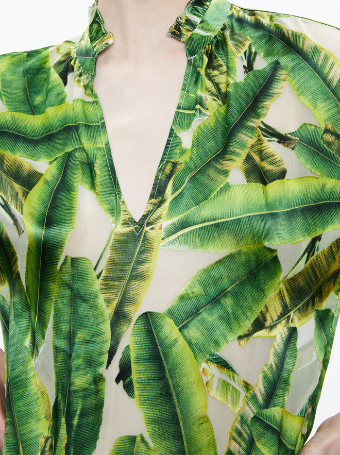 JULIUS MANDARIN COLLAR FLUTTER SLEEVE TOP - SUN PALM OFF WHITE image 3 - ALICE + OLIVIA