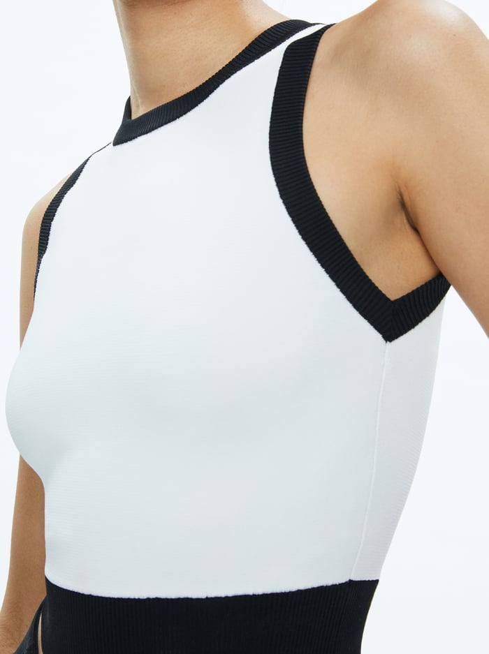 BOYD CREWNECK TANK - SOFT WHITE/BLACK image 3 - Alice And Olivia