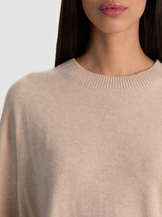 OATMEAL HEATHER-LAURA CASHMERE PULLOVER