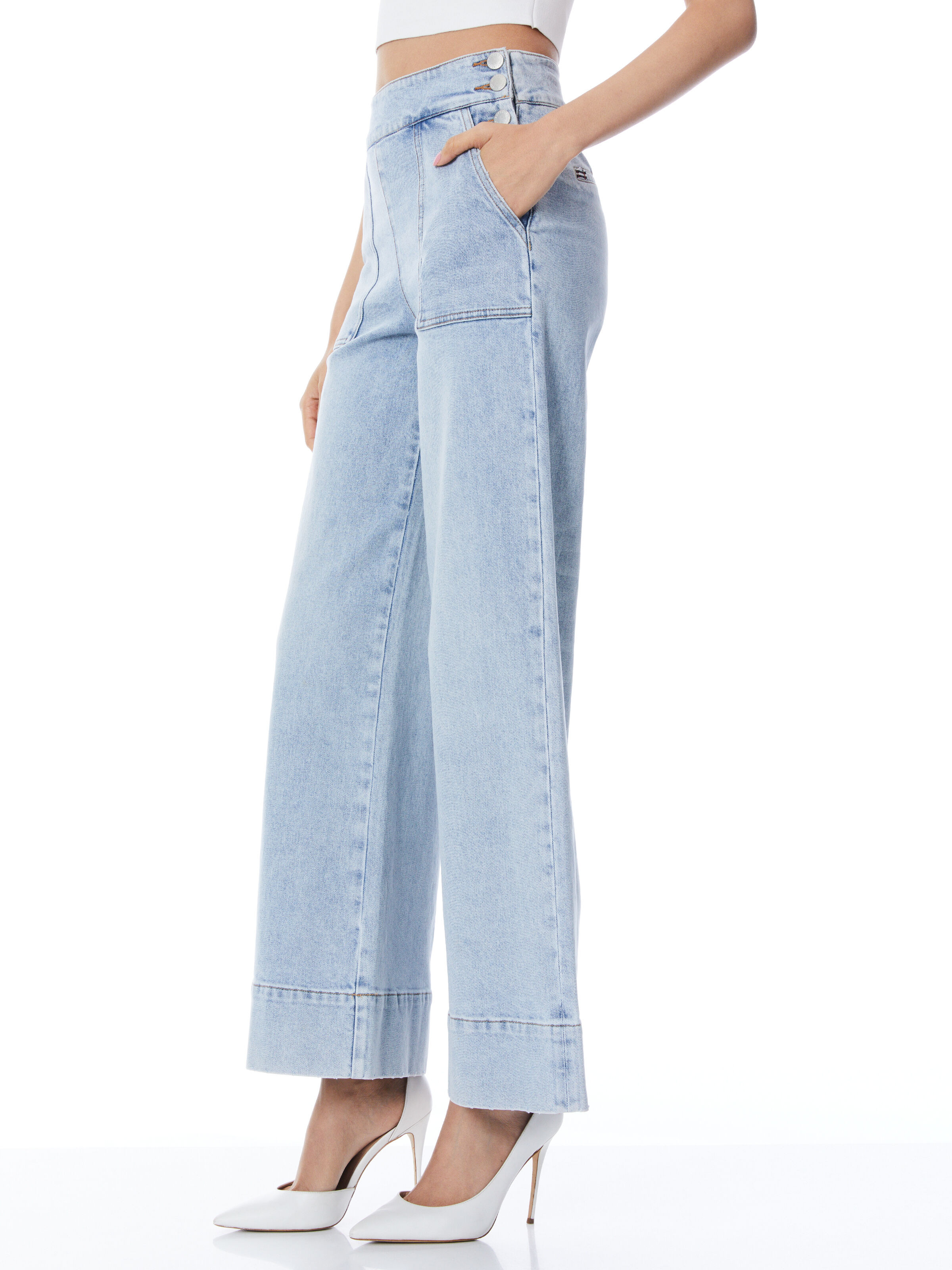 Donald High Waisted Jean In Rockstar Blue Alice And Olivia