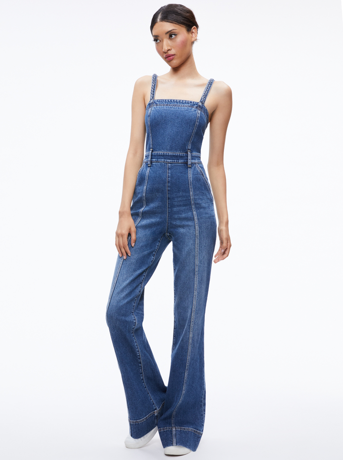 MELODY BRAIDED STRAP DENIM JUMPSUIT - LOLA BLUE image 2 - ALICE + OLIVIA