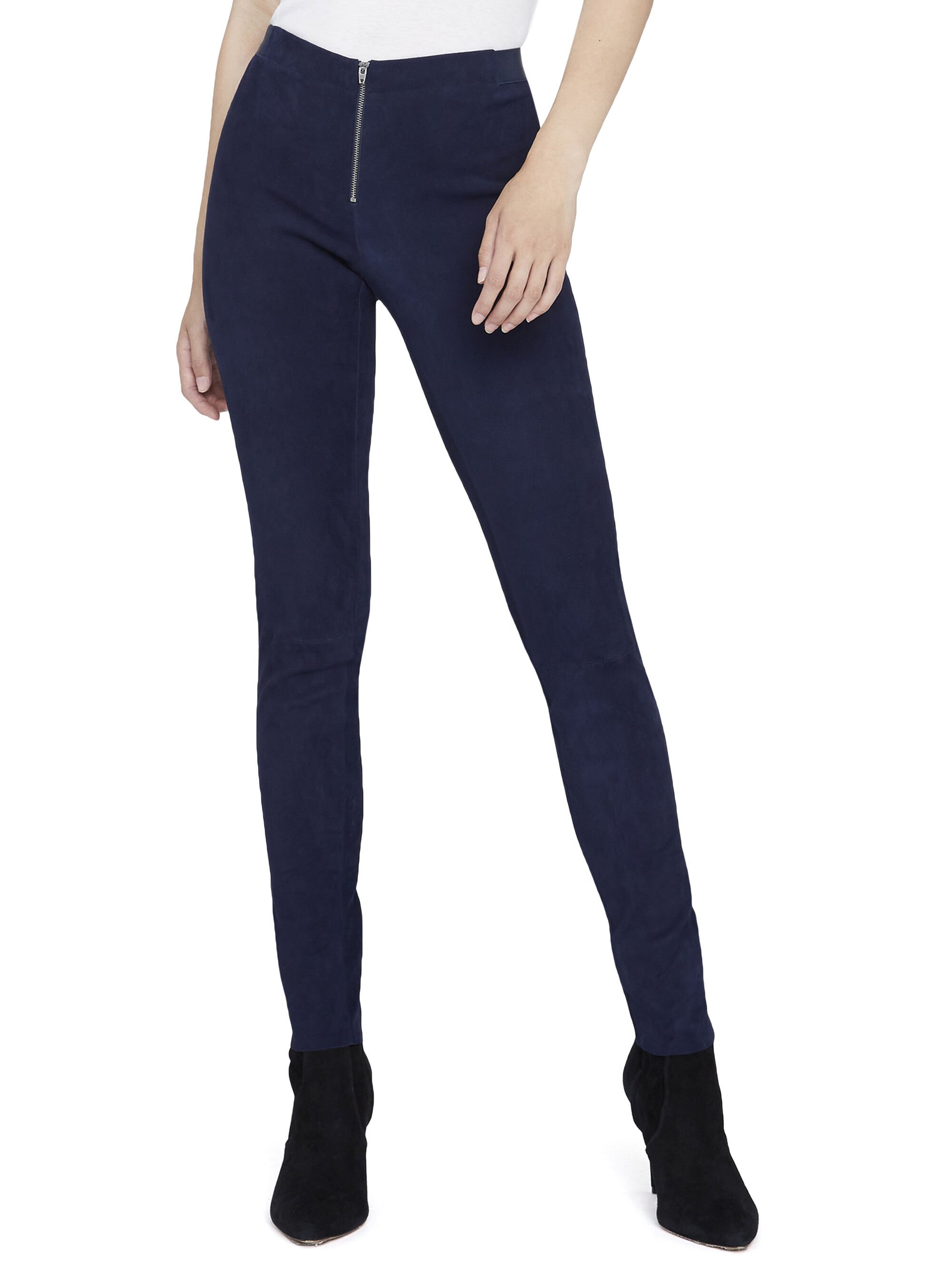Front Zip Suede Legging In Navy Alice Olivia