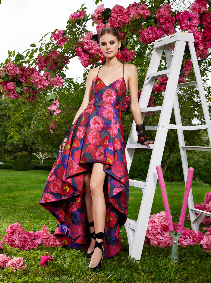 JOSS FLORAL HIGH LOW GOWN - BLACK/MULTI image 6 - Alice And Olivia