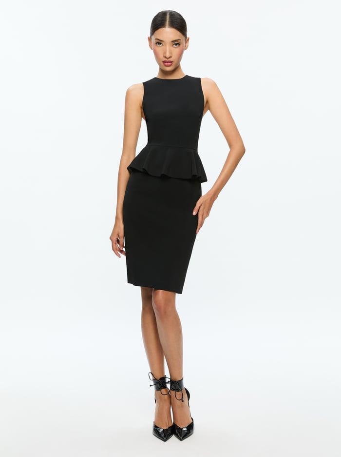POPPY PEPLUM MIDI DRESS - BLACK image 4 - Alice And Olivia