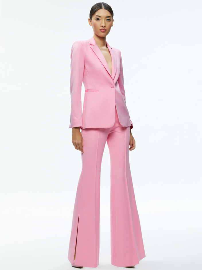 MACEY NOTCH COLLAR FITTED BLAZER + DANETTE HIGH RISE FLARE SLIT TROUSER - 