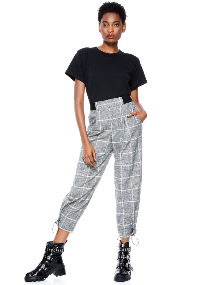 PARIS PLAID TOGGLE JOGGER - BLACK/WHITE image 4 - Alice And Olivia