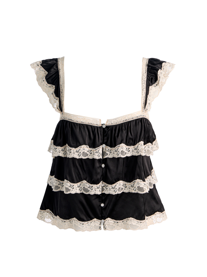 SYLVIE TIERED LACE CROP TOP - BLACK image 5 - ALICE + OLIVIA