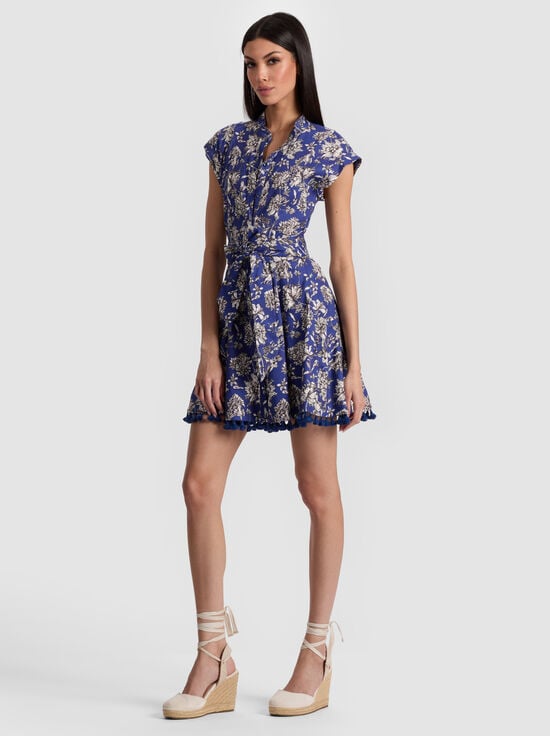 BLOOMING WILD INDIGO-LUCY MINI DRESS