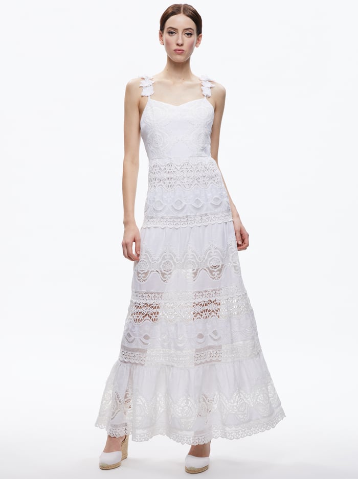 ALORA EMBROIDERED SWEETHEART MAXI DRESS - WHITE - Alice And Olivia