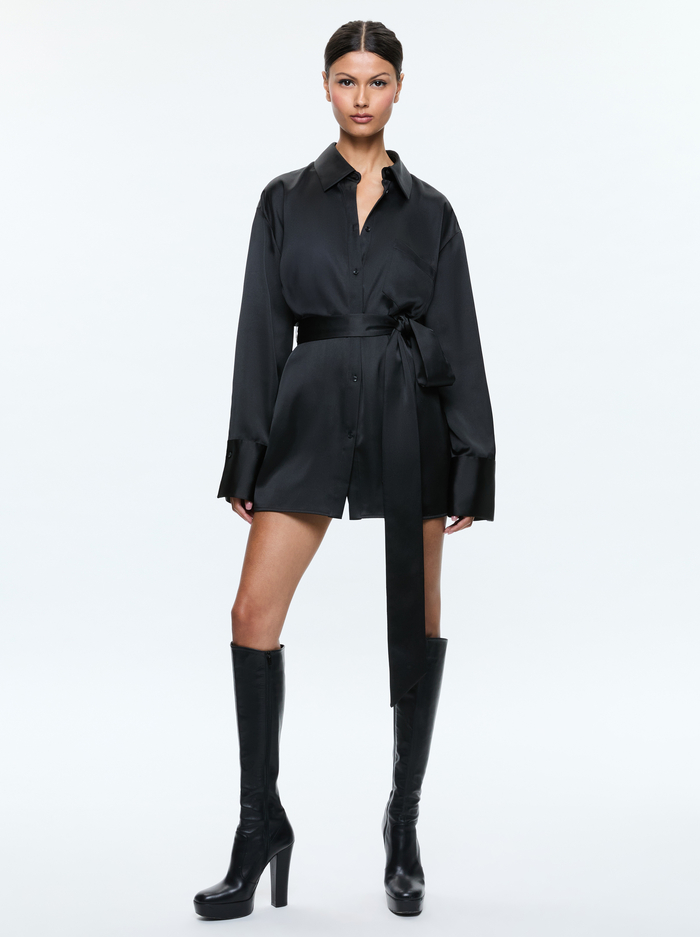 FINELY MINI SHIRT DRESS - BLACK - Alice And Olivia