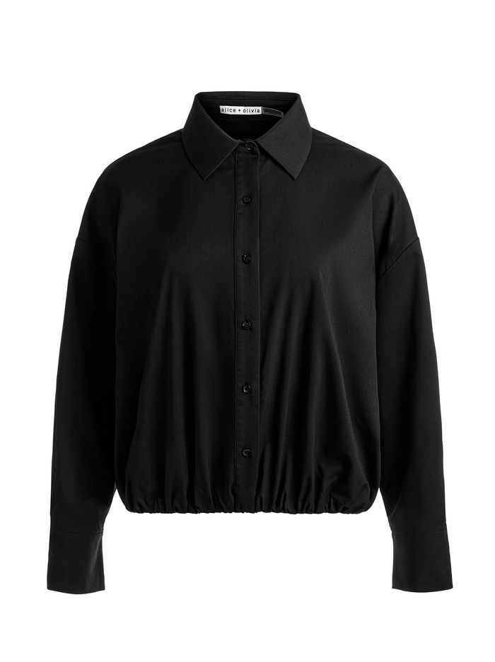 TOBIE CINCHED BUTTON DOWN - BLACK image 5 - ALICE + OLIVIA