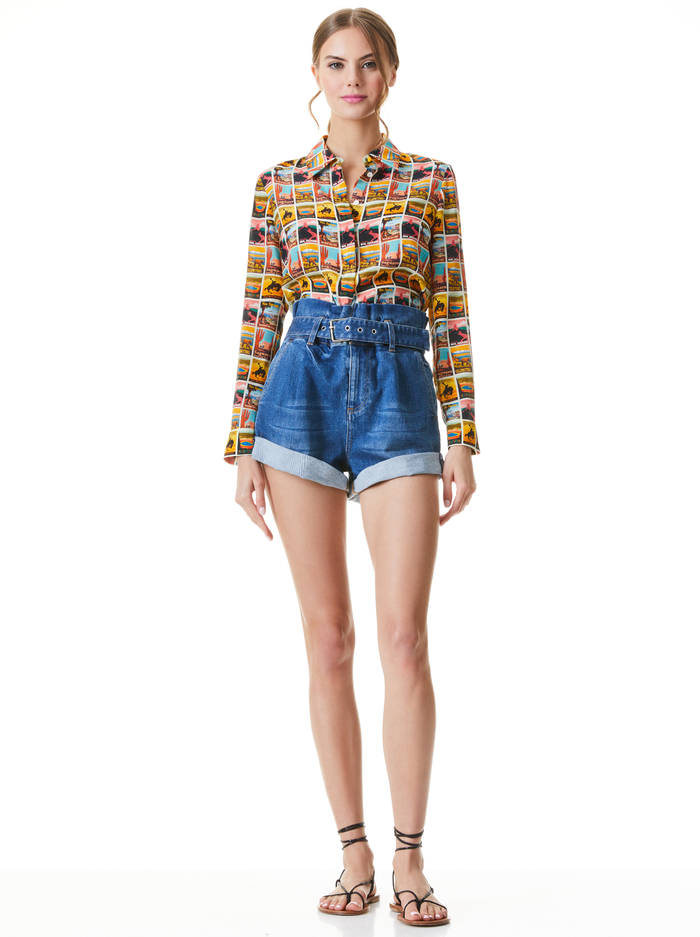 WILLA POSTCARD PRINTED BLOUSE - WESTERN POSTCARD image 2 - Alice And Olivia