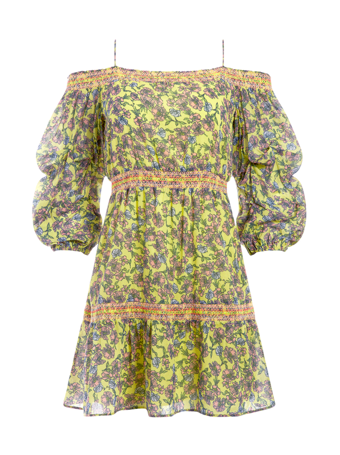 DOROTHY OFF SHOULDER MINI DRESS - DITSY BORDER LAVENDER MULTI image 5 - Alice And Olivia