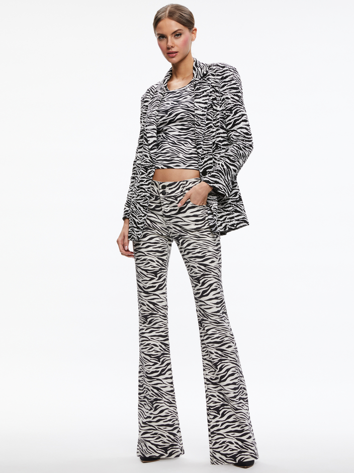 SHAN BOXY OVERSIZED EMBELLISHED BLAZER + ALLEN CREWNECK SLEEVELESS TANK + STACEY LOW RISE BELL - 