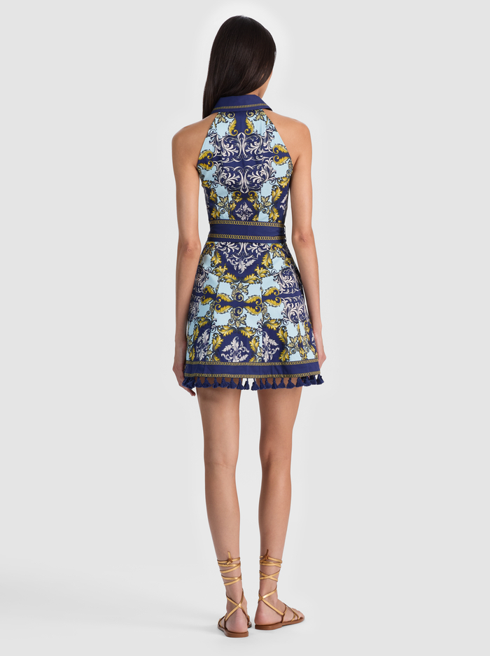 LUCY SLEEVELESS MINI SHIRT DRESS - ANTIQUE SCROLL image 2 - ALICE + OLIVIA