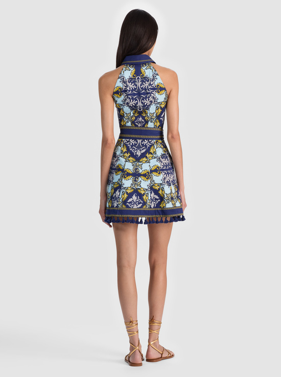 ANTIQUE SCROLL-LUCY SLEEVELESS MINI SHIRT DRESS