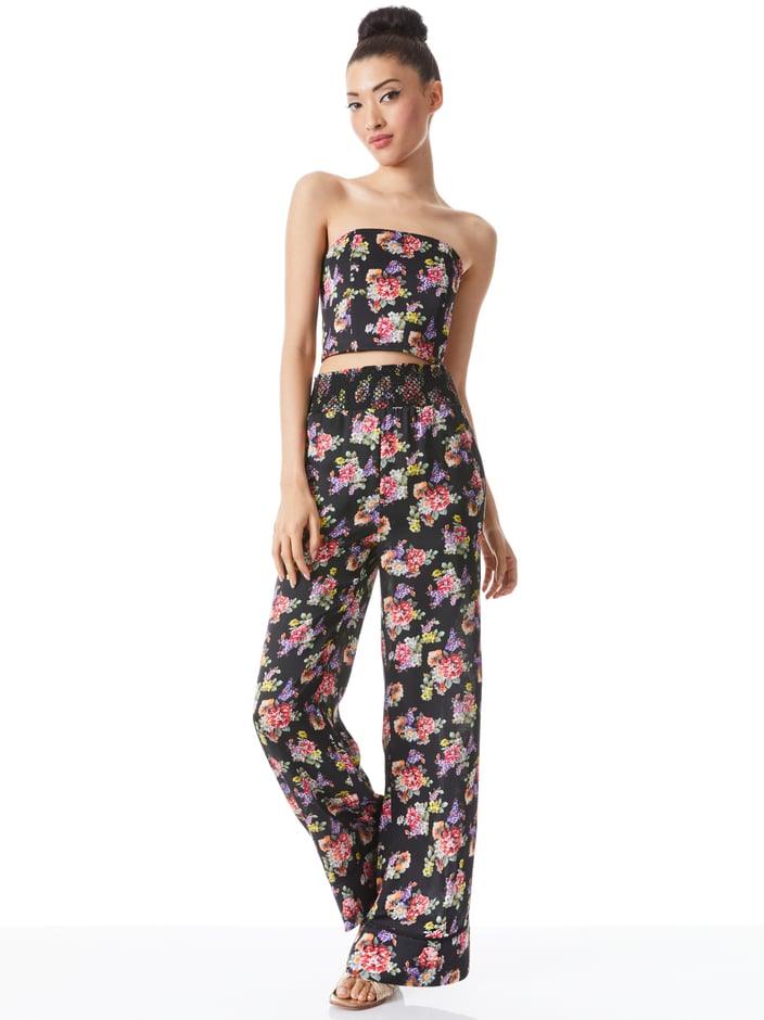 CERESI SMOCKED BACK BANDEAU TOP + WILLIS PAJAMA PANT WITH PIPING - 