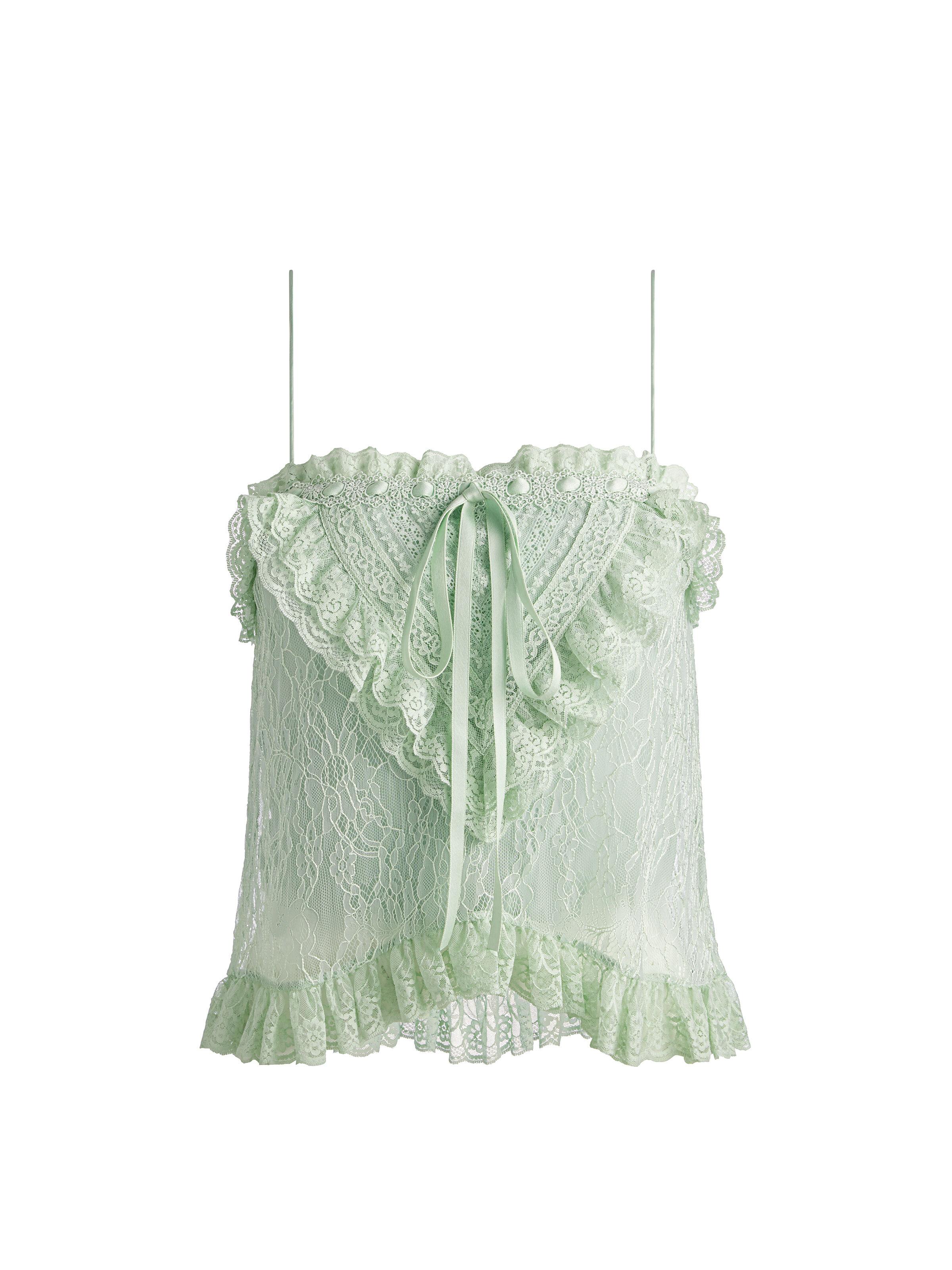 Alice+olivia グリーン ノースリーブドレス サイズ0 Alessia Lace Top In Green Tea | Alice + Olivia