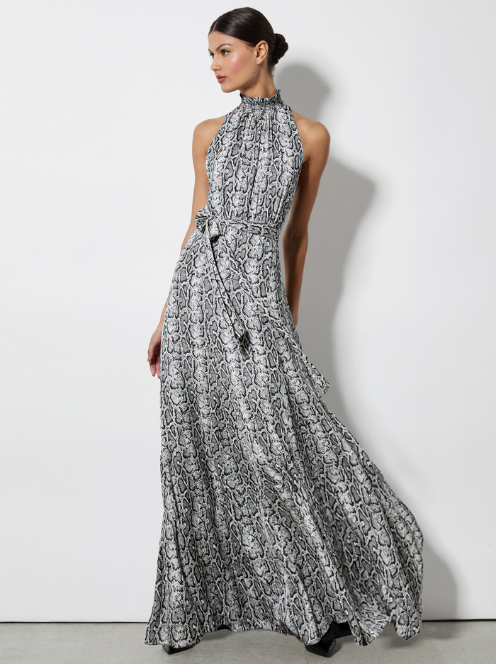 DITA MAXI DRESS - OFF WHITE/BLACK PYTHON - Alice And Olivia