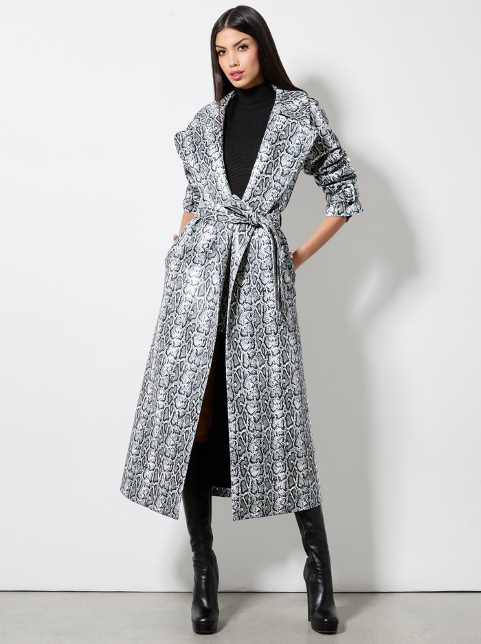 JARRETT VEGAN TRENCH - OFF WHITE/BLACK PYTHON - Alice And Olivia