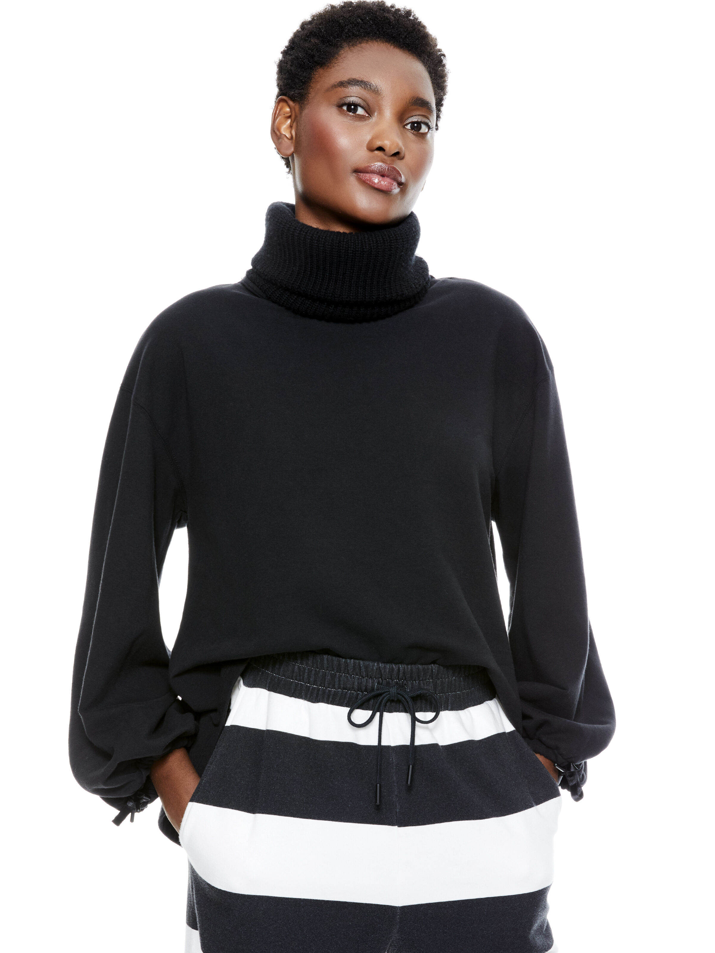 turtleneck under sweatshirt