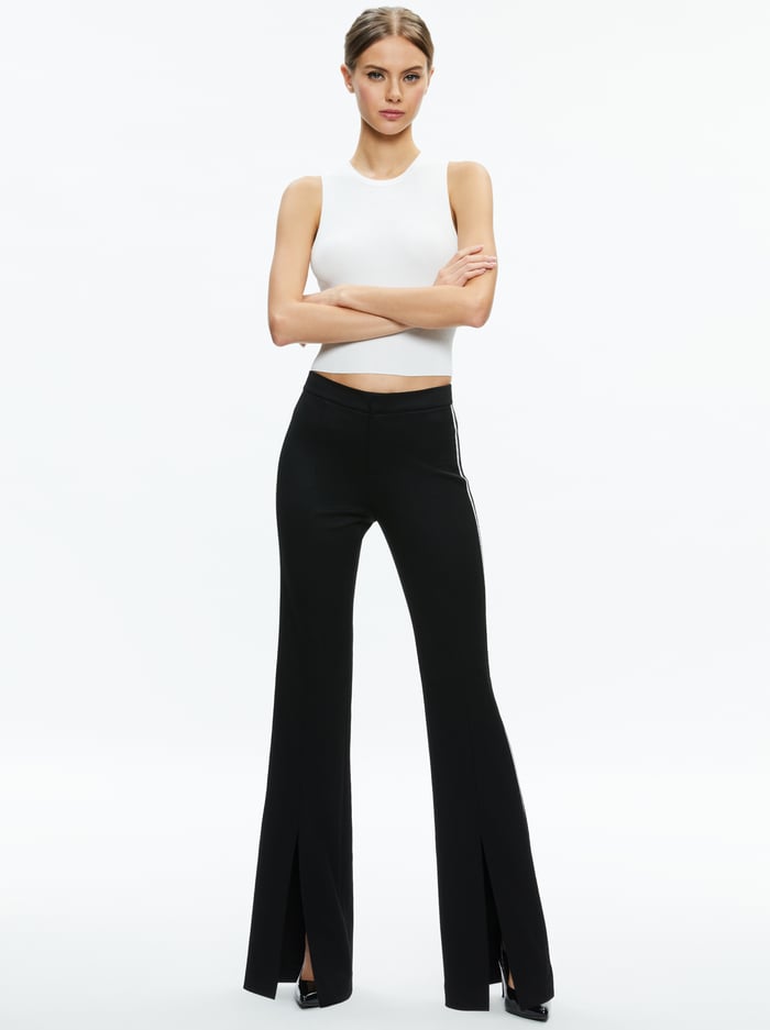 PRINCESS CONTRAST PIPING PANT - BLACK/OFF WHITE image 4 - Alice And Olivia