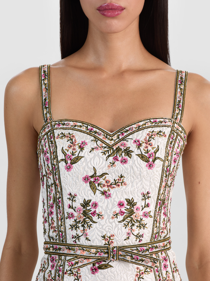 KATIA EMBROIDERED MINI GOWN - OFF WHITE/MULTI image 1 - ALICE + OLIVIA