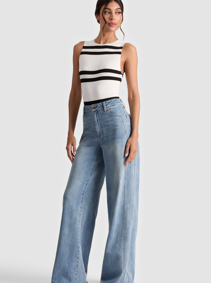 ROTHY BODYSUIT - PADDLEBOARD STRIPE ECRU/BLACK image 2 - Alice And Olivia