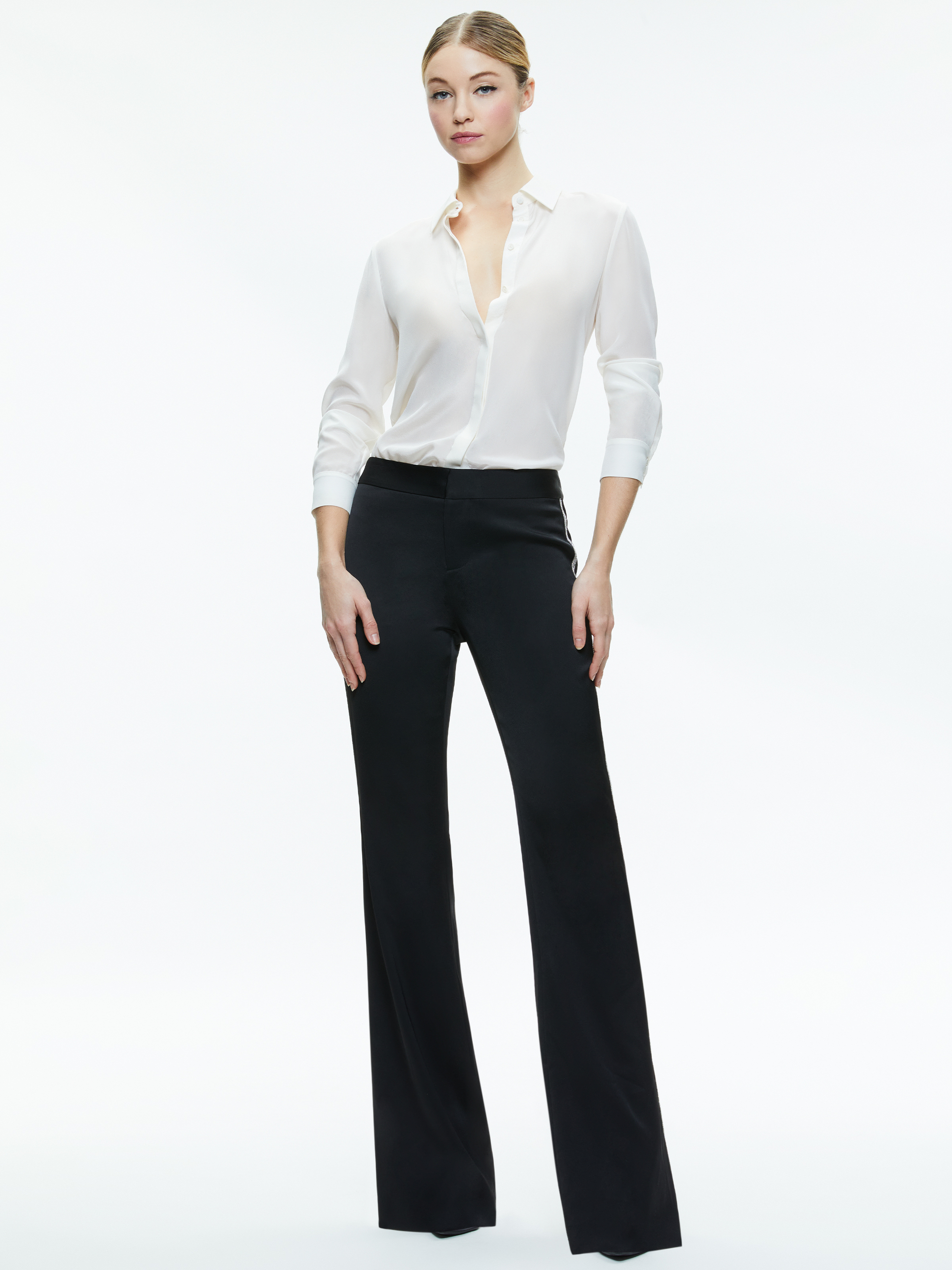 Olivia Pants - Black with White Stripe - Pre-Order