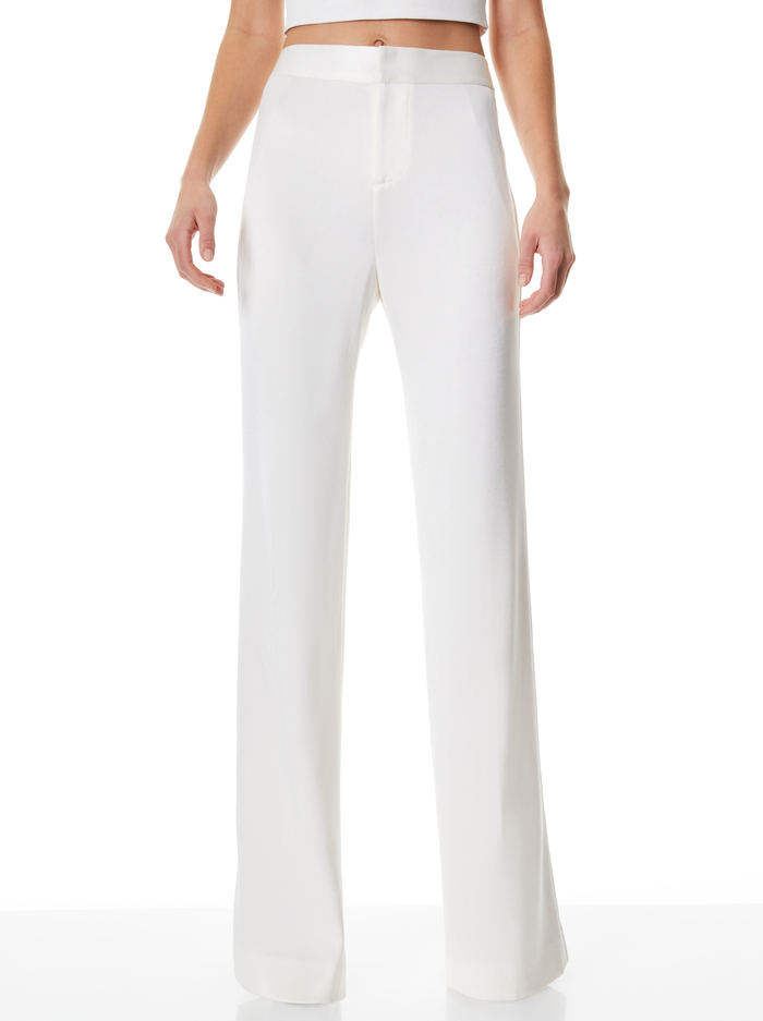 DEANNA HIGH WAISTED BOOTCUT PANT - ECRU - Alice And Olivia