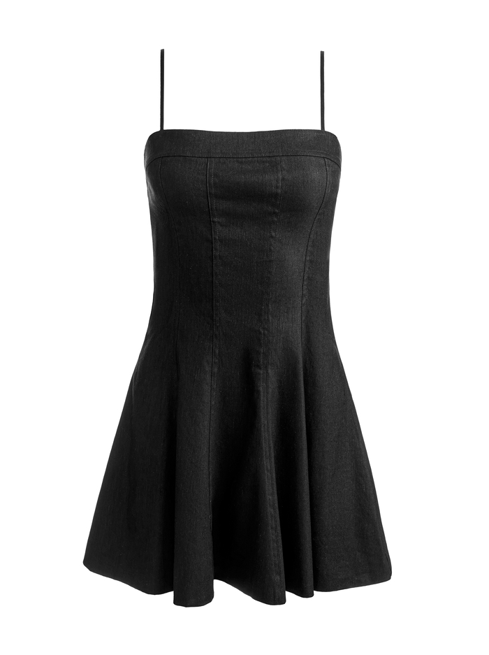 KATHLEEN LINEN MINI DRESS - BLACK image 5 - ALICE + OLIVIA