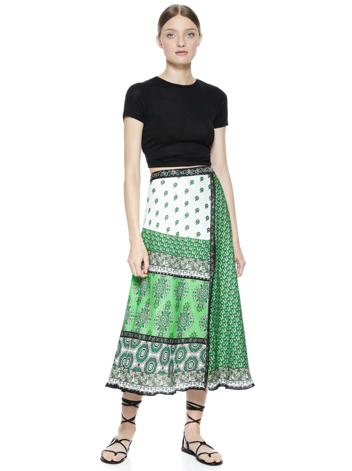 NANETTE MOCK WRAP MIDI SKIRT - BOHO ROMANCE-JADE MULTI image 2 - Alice And Olivia