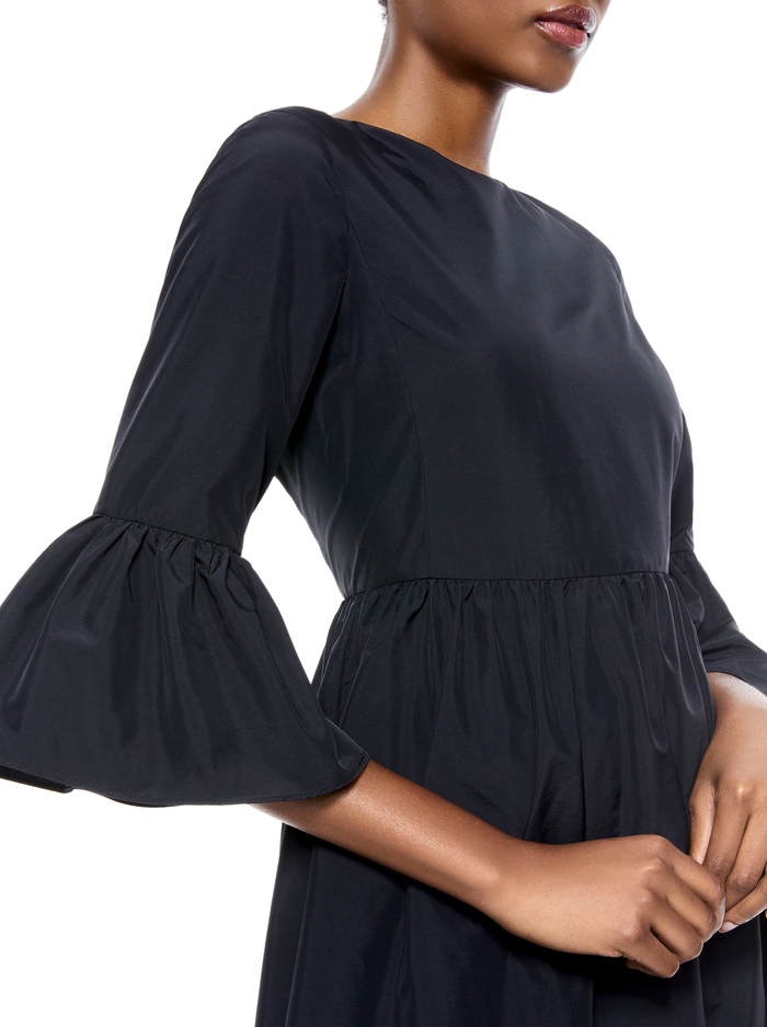AUGUSTA RUFFLE SLEEVE MINI DRESS - BLACK image 4 - Alice And Olivia