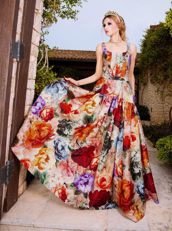 STORM FLORAL LG-DIANA STRUCTURED MAXI DRESS
