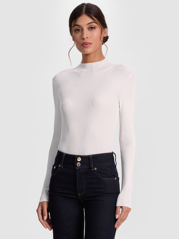 ROBERTA RIBBED TURTLENECK - SOFT WHITE - ALICE + OLIVIA
