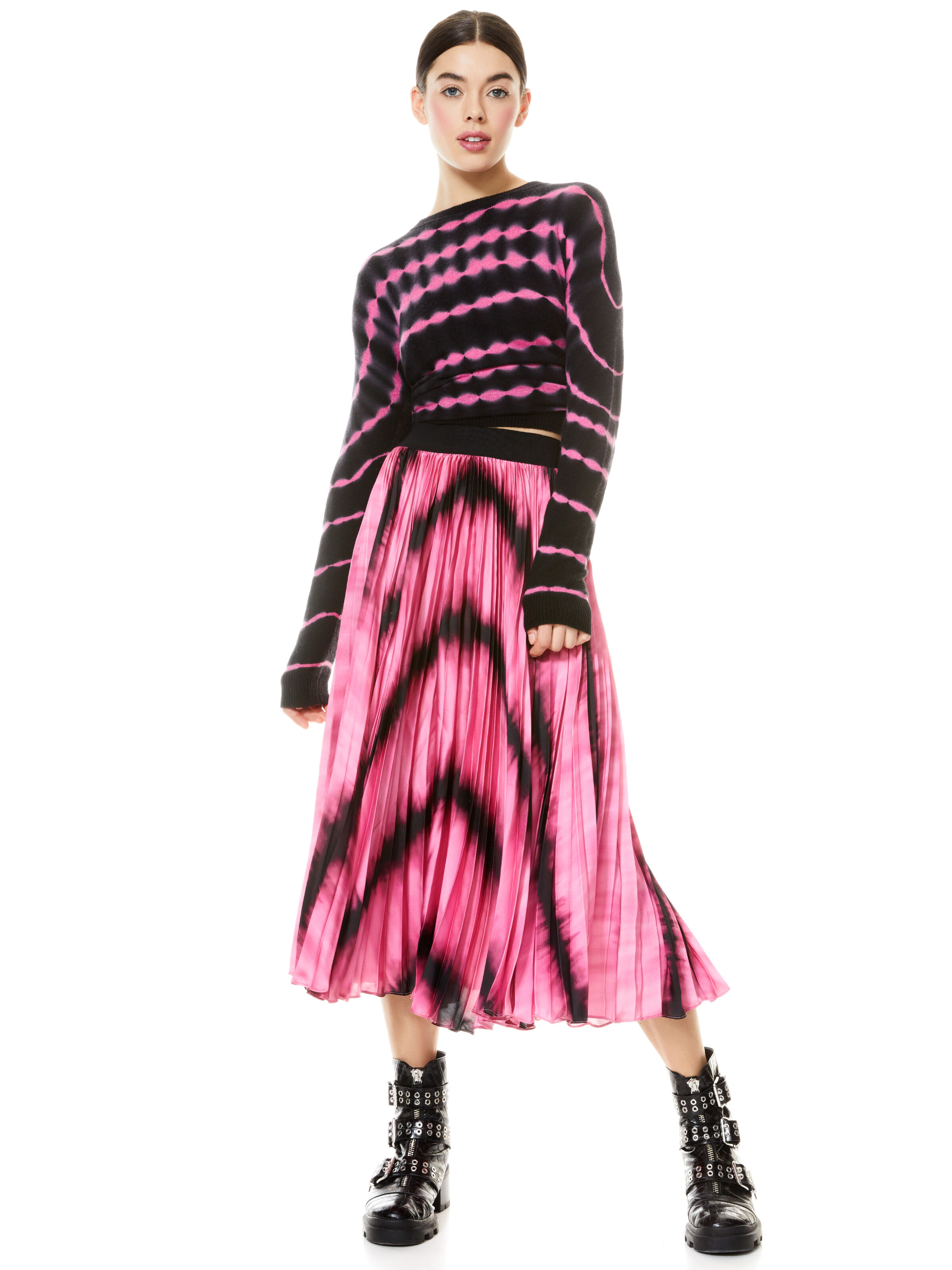 Pink tie dye midi skirt clearance