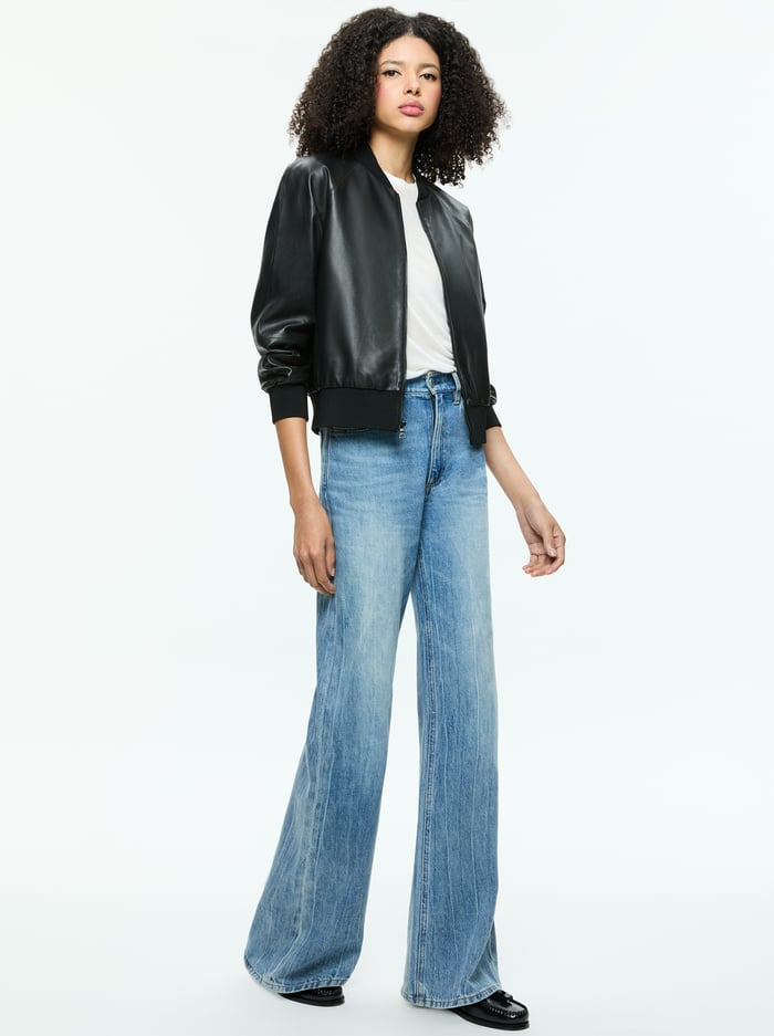 FELISA LEATHER BOMBER - BLACK image 4 - Alice And Olivia