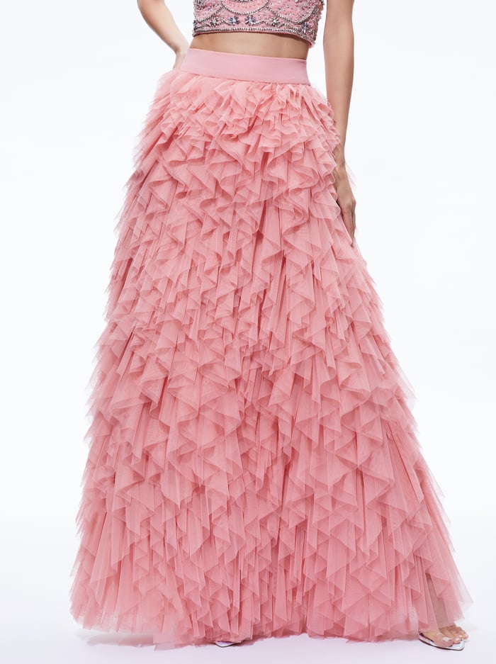 KAL RUFFLE GOWN SKIRT - ROSE - Alice And Olivia
