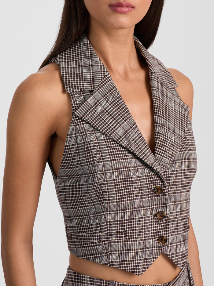 DONNA VEST - BLACK/OFF WHITE/DARK CHOCOLATE image 3 - Alice And Olivia