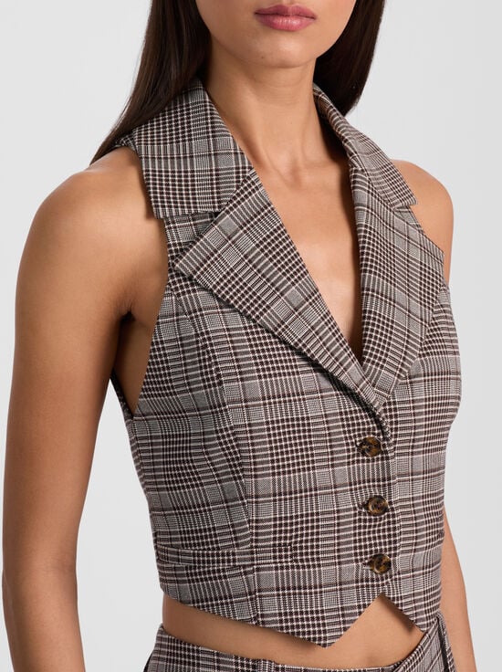 BLACK/OFF WHITE/DARK CHOCOLATE-DONNA VEST