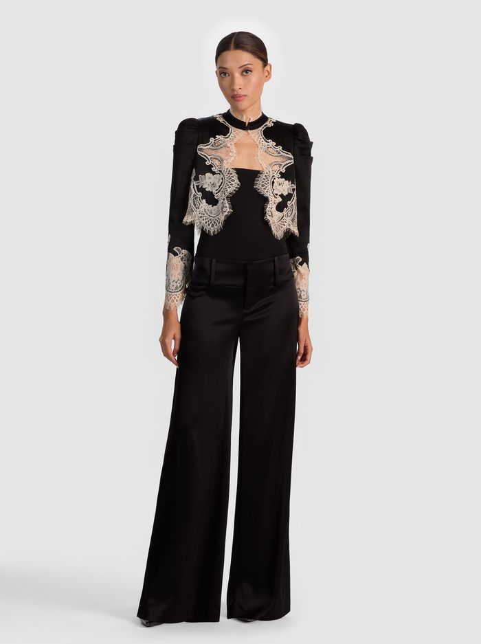 THOMASINA LACE TRIM JACKET - BLACK/OFF WHITE image 1 - Alice And Olivia