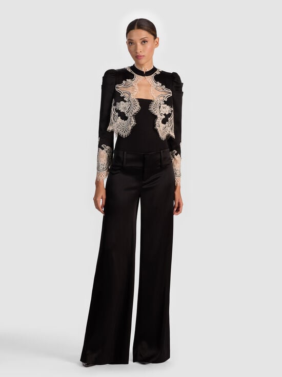 BLACK/OFF WHITE-THOMASINA LACE TRIM JACKET