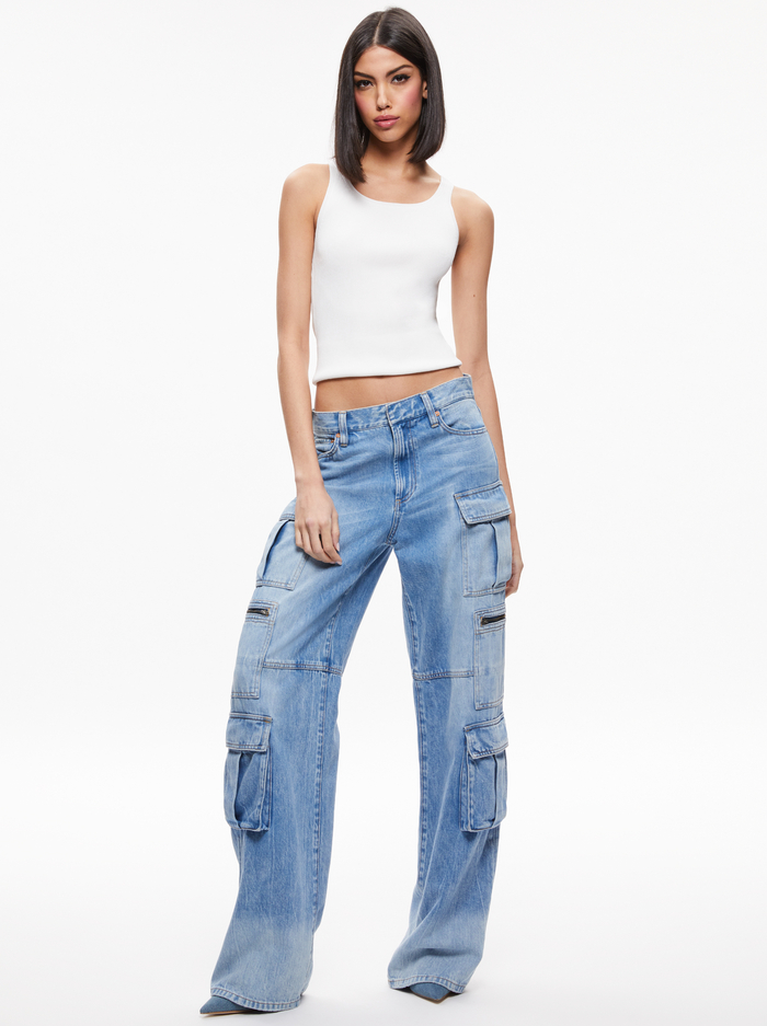 AMBERLY SCOOP NECK RIBBED TANK - SOFT WHITE image 4 - ALICE + OLIVIA