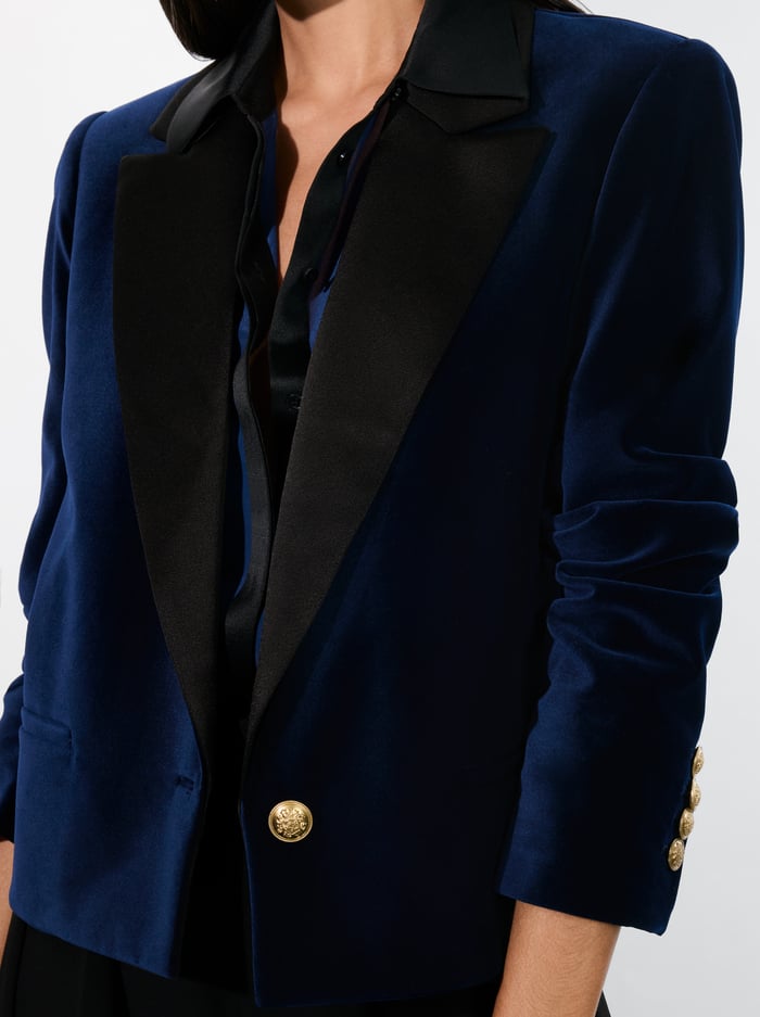 DEVYN VELVET BLAZER - MIDNIGHT BLUE image 3 - Alice And Olivia