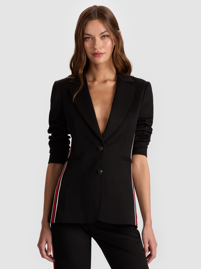 BREANN SIDE STRIPE BLAZER - BLACK - Alice And Olivia