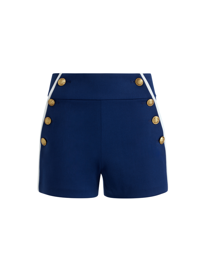 NARIN HIGH RISE BUTTON FRONT SHORT - INDIGO image 5 - Alice And Olivia