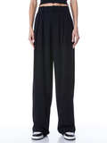 POMPEY HIGH WAISTED PLEATED PANTS - BLACK