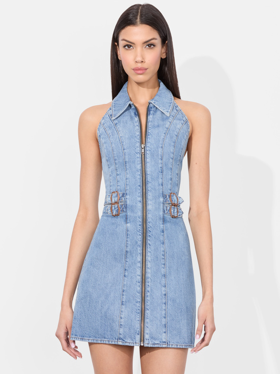 PEYTON VINTAGE BLUE-AXELLE DENIM MINI DRESS