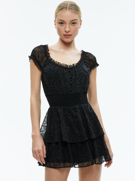 BLACK-GRACIE RUFFLE ROMPER