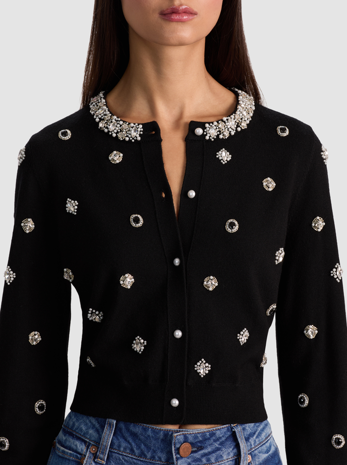 DOLLIE EMBELLISHED CARDIGAN - BLACK image 3 - Alice And Olivia